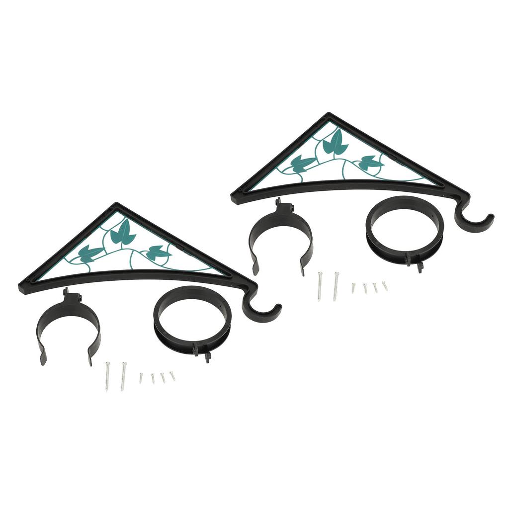 2pcs Fence Post Hanger Green Leaf Pattern Plastic Hanging Plants Bracket for Bird Feeder Lantern