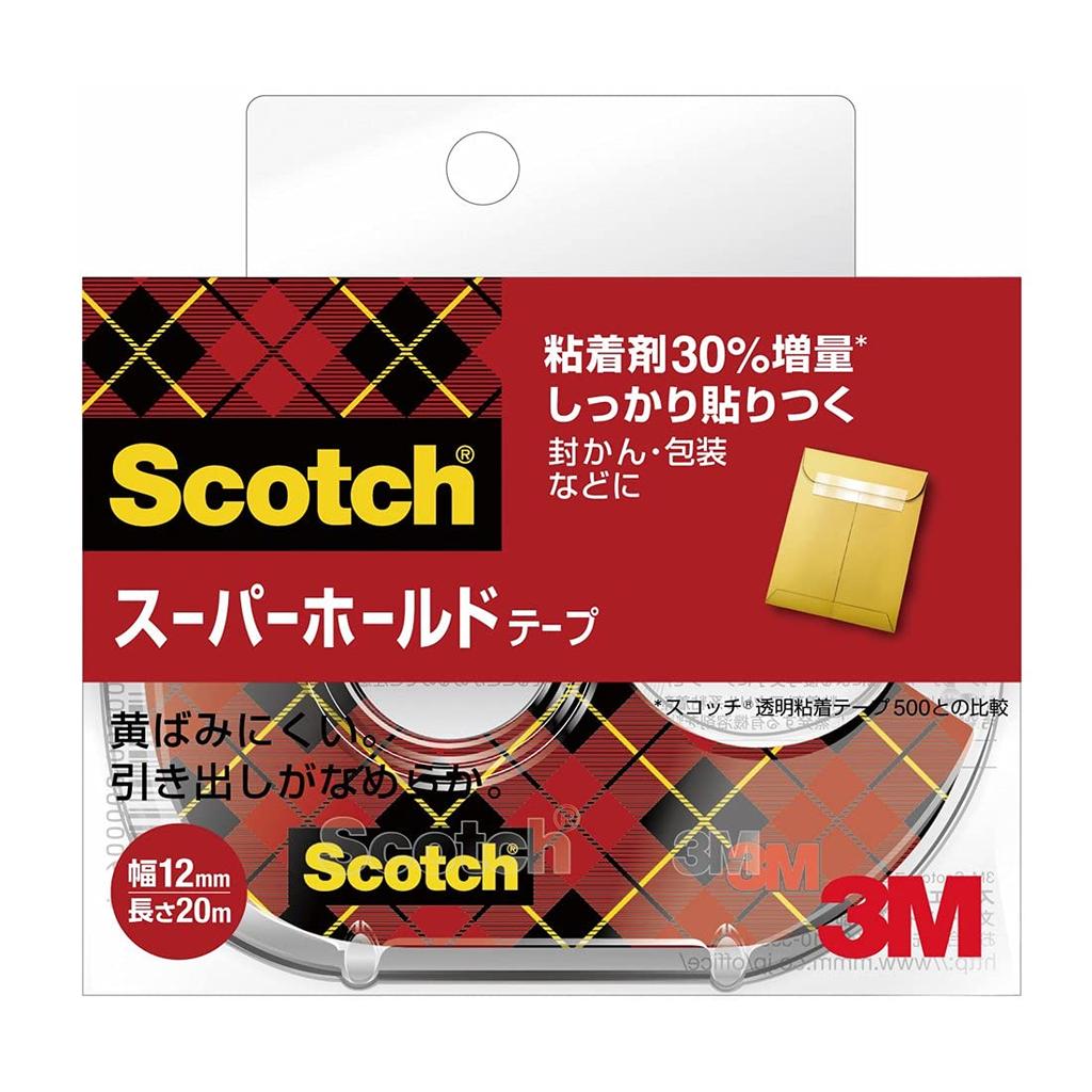 3M Scotch Super Hold Small Roll with 12mm x Tape, Clear, Dispenser, 20m, 700-1-12D