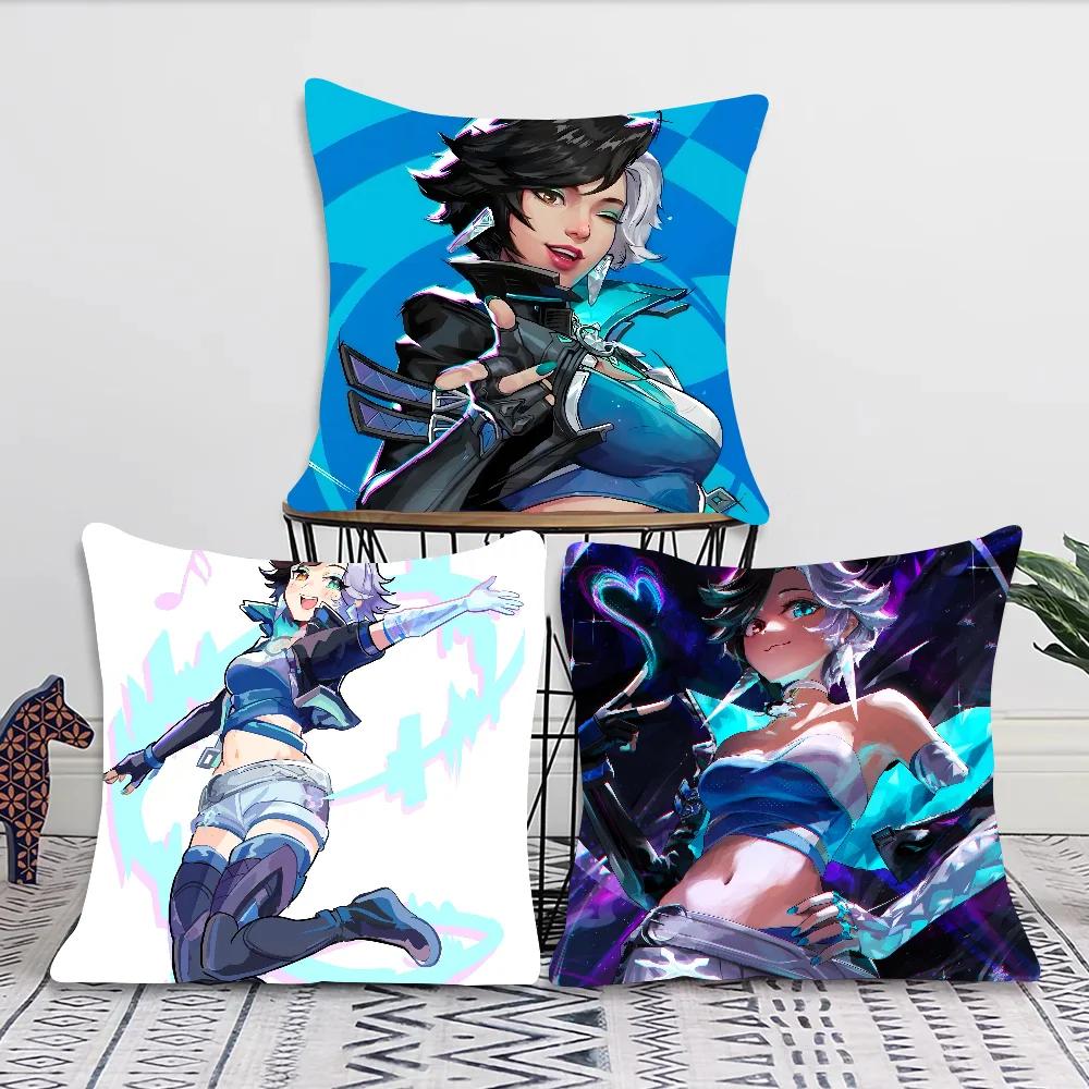 Luna S-Snow Game M-Marvel Rivals Pillow Case Square Pillow Bedroom Sofa Leisure Comfort CushionLiving Room Home Decoration 40X40