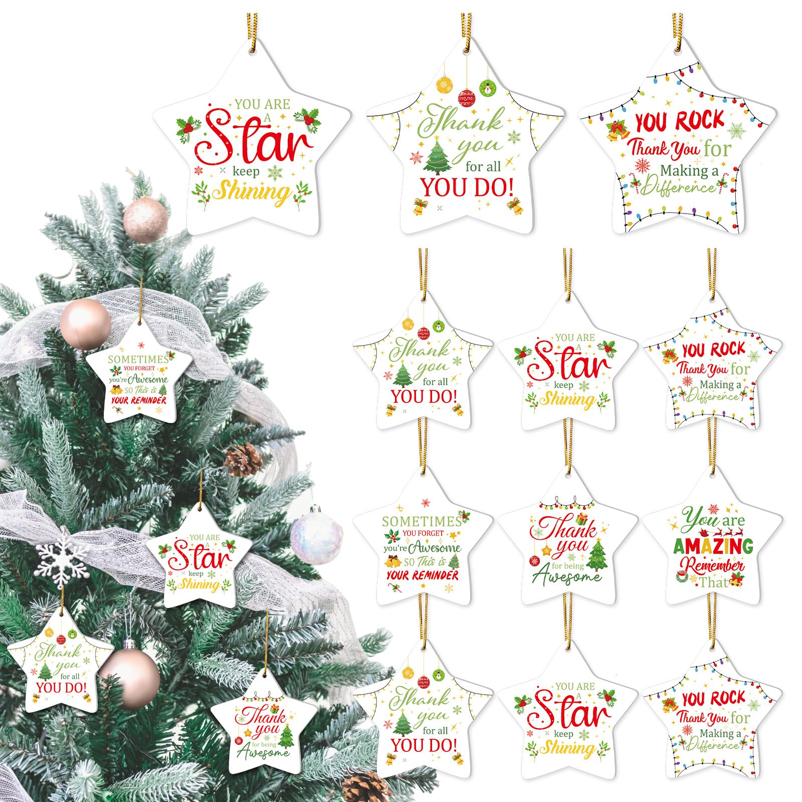 

24Pcs Employee Christmas Thank You Ornament For Coworkers Acrylic Christmas Hang бежевый