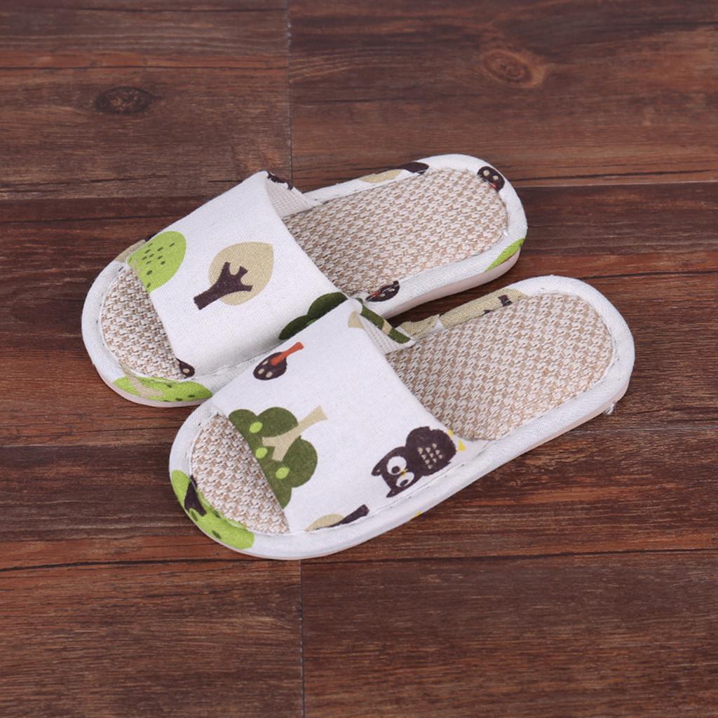 Toddler Infant Kids Girls Boys Unisex Cartoon Linen Slippers Breathable Shoes