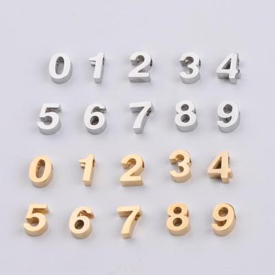 Stainless Steel Arabic Numeral Beads 0-9 for DIY Jewelry Accessories