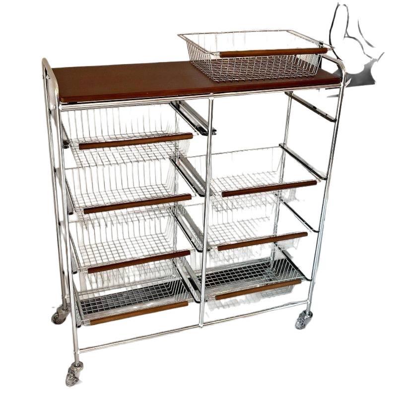 Multi-Layer Trolley Bookshelf with Wheels: Floor-Standing Chinese Style Snack and Sundry Storage Cabinet for Living Room