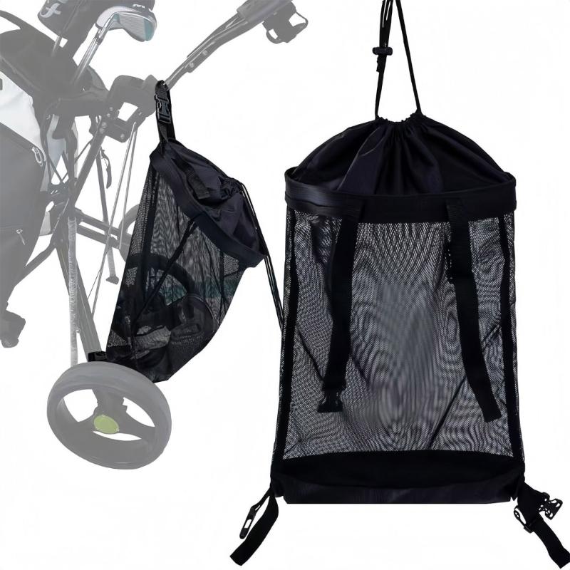 Portable Push Pull Golf Carts Bag Organizer Large Capacity Golf Ball Drawstring Pouch Grocery Shopping Mesh Bag