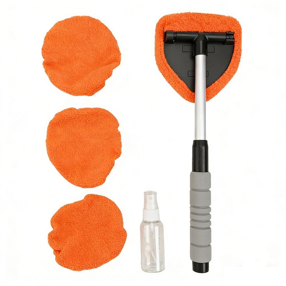 Portable Car Interior Window Cleaner with 3 Extra Rags for Convenient Use