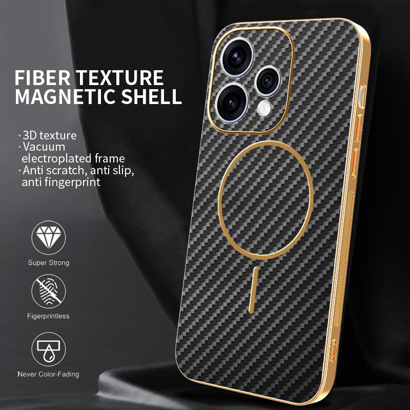 For OPPO Reno 15 15 Pro 15 ProMini Electroplated Carbon Fiber Magnetic Fingerprint-resistant Shockproof Phone Case