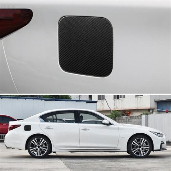Rear Bright Carbon Fiber Car Side Fuel Tank  Sticker For Infiniti Q50 Q60 18 19