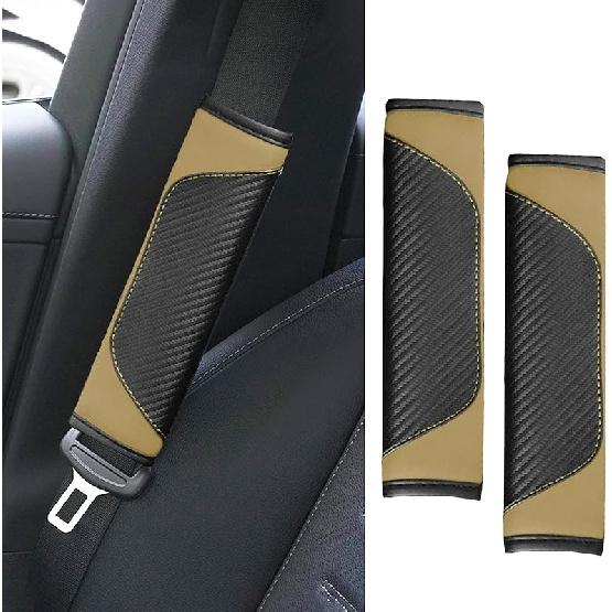 2PCS Car Seat Belt Cover Pad, Soft Carbon Fiber Leather Seatbelt Shoulder Protector For A More Comfortable Driving, Universal Safety Belt Strap Cover