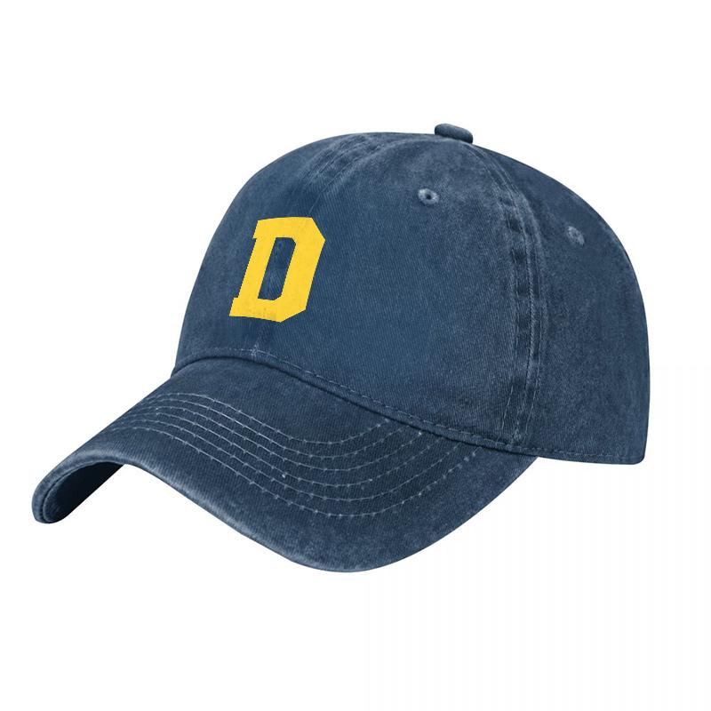 D Letter Logo Washed Canvas Baseball Cap Unisex Adjustable Fit Vintage Style Outdoor Sun Protection Hat for Unisex and Women
