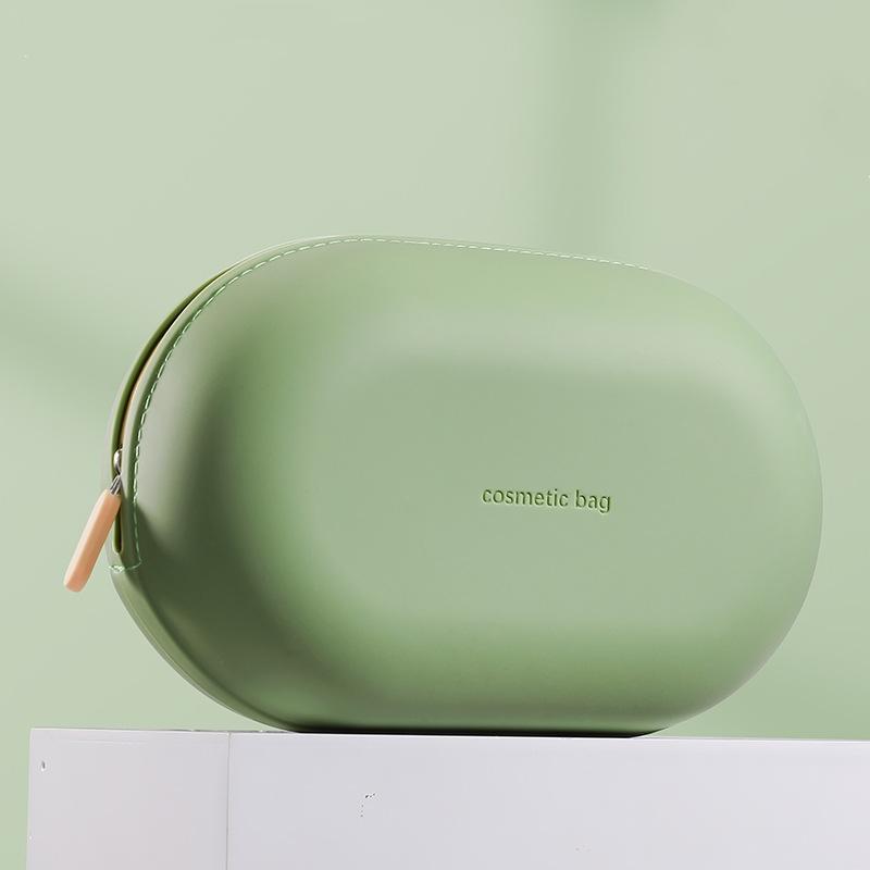 

Portable Large-Capacity Travel Organizer Storage Bag Pure Color Cosmetic Bag Waterproof Makeup Pouch Silicone Toiletry Bag зелёный