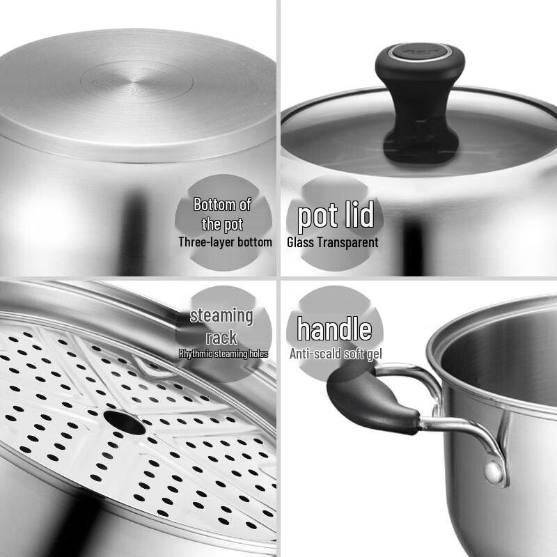 ASD 304 Stainless Steel Steamer & Soup Pot