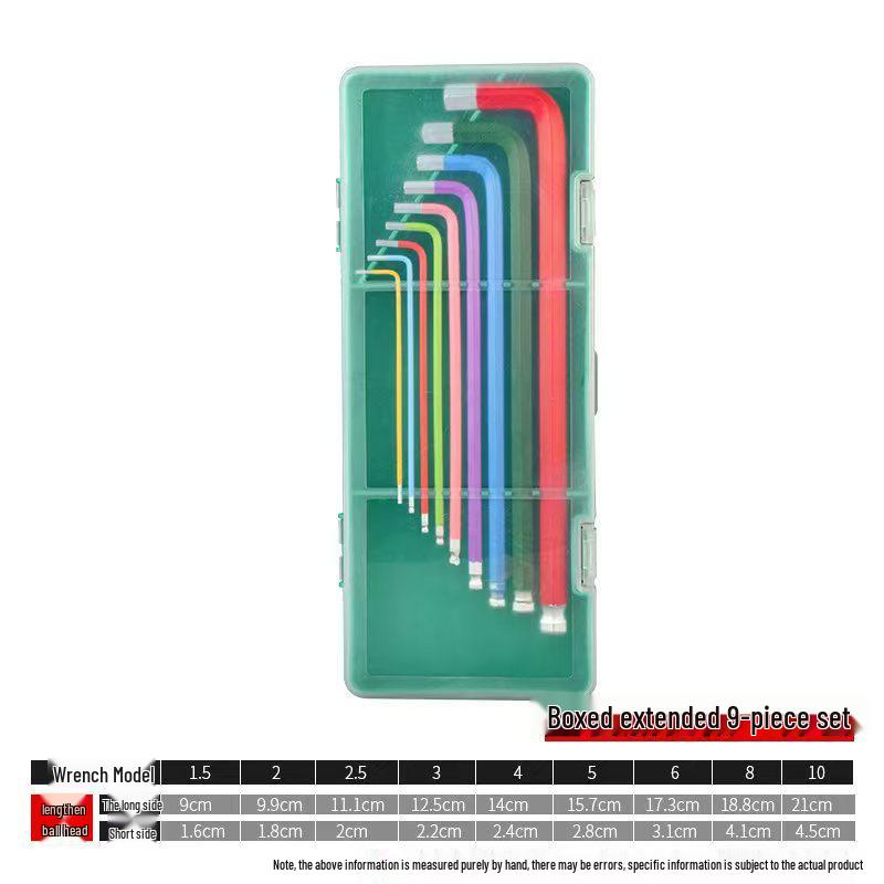 Colorful Powder Coated Hex Socket Medium Long Ball Head L-Wrench Set