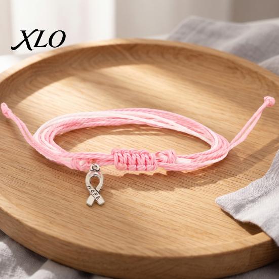 Simple Style Braided Jewelry Breast Cancer Awareness Bracelet for Women, Adjustable Woven String with Versatile Handwoven Wrist Decor Ribbon