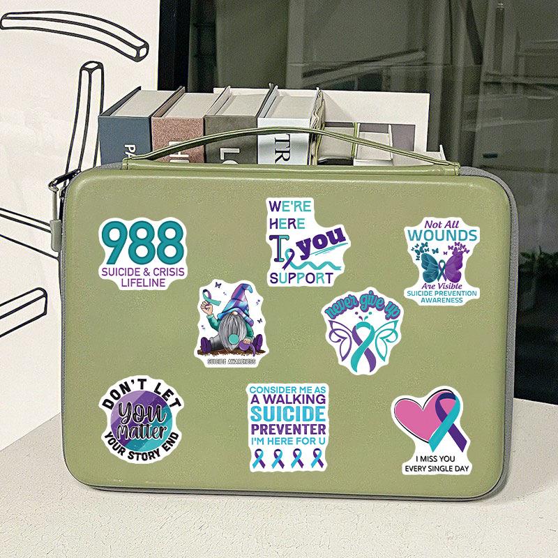 50 Suicide Awareness Graffiti Stickers Personalized Decoration Guitar Notebook Suitcase DIY Waterproof Explosive