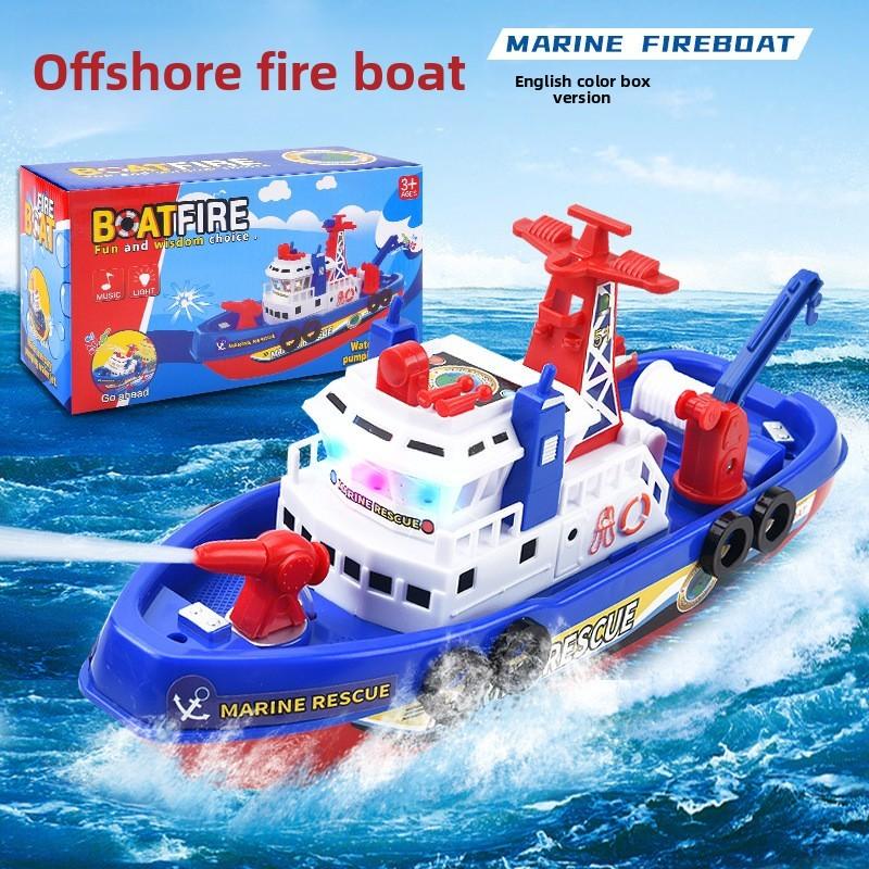 Electric Fire Rescue Boat Toy With Music Lights For Kids Development And Interactive Play