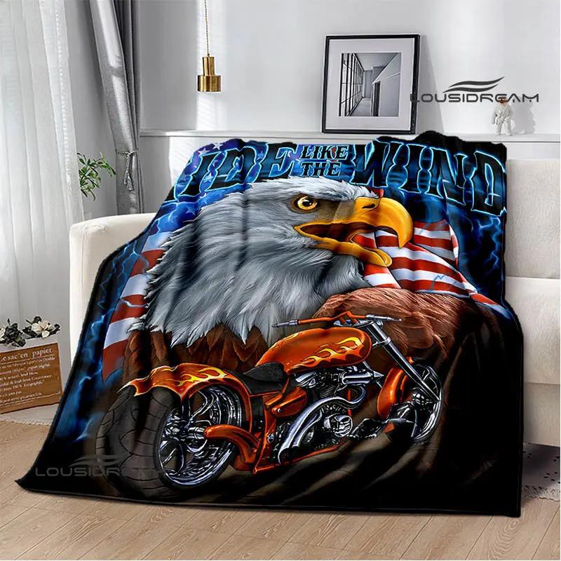Motorcycle Retro Printing Blanket Flange Warm Soft and Comfortable Picnic Blanket Bed Linings Birthday Gift