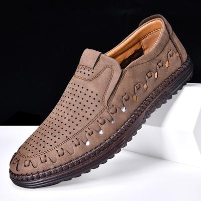Men's Shoes Summer Fall New Casual Slip On Loafers Soft Sole Breathable Hollow Out Non Slip Outdoor Walking Shoes Plus Size