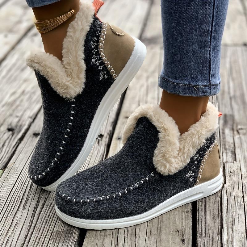 Women's Winter Furry Slip-Resistant Platform Sneakers/Boots - Thick Platform Height Increase