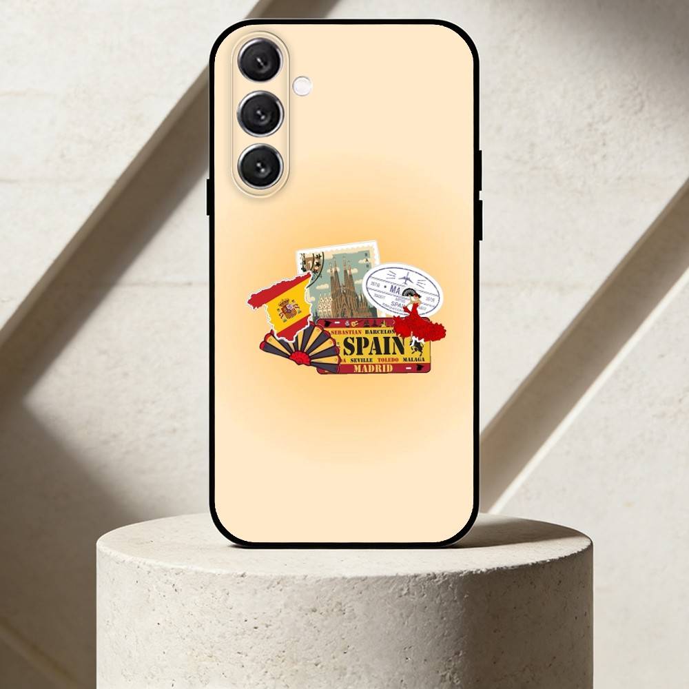 S-Spanish flag Phone Case For Samsung Galaxy A13,21s,22,31,32,52,53,71,72,73,Soft Black Cover