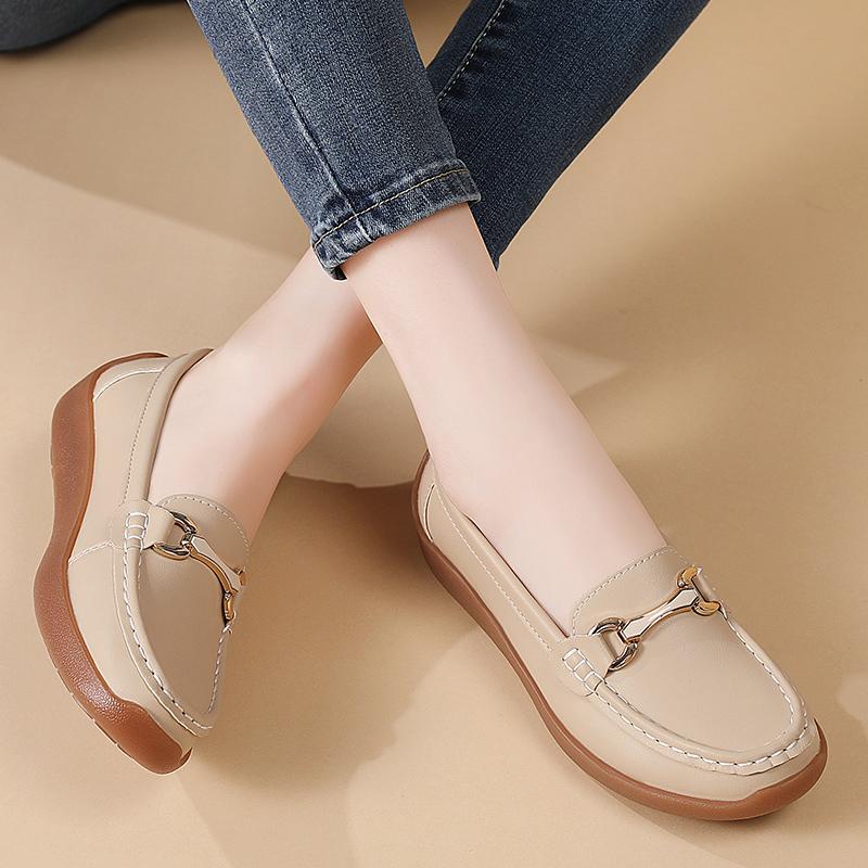 Women Black Moccasins Driving Shoes Flats Casual Nurse Loafers Khaki Minimalist Maternity Office Shoes Large Size