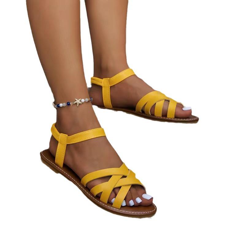 2023 Summer Plus Size Korean Style Beach Sandals: Fashionable Roman Flats for Women