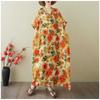 Women's Vintage Long Dress with Cotton and Linen Patterns
