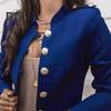 Women Suit Coat Stand Collar Long Sleeve Single Breasted Suit Jacket Solid Color Slim Fit Office Business Outwear