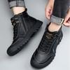 Fashion Winter Cowhide Velvet Warm Platform Boots for Men Fashion Soft-soled Increase Men's Shoes Designer Casual Wool Ankle Boots Male