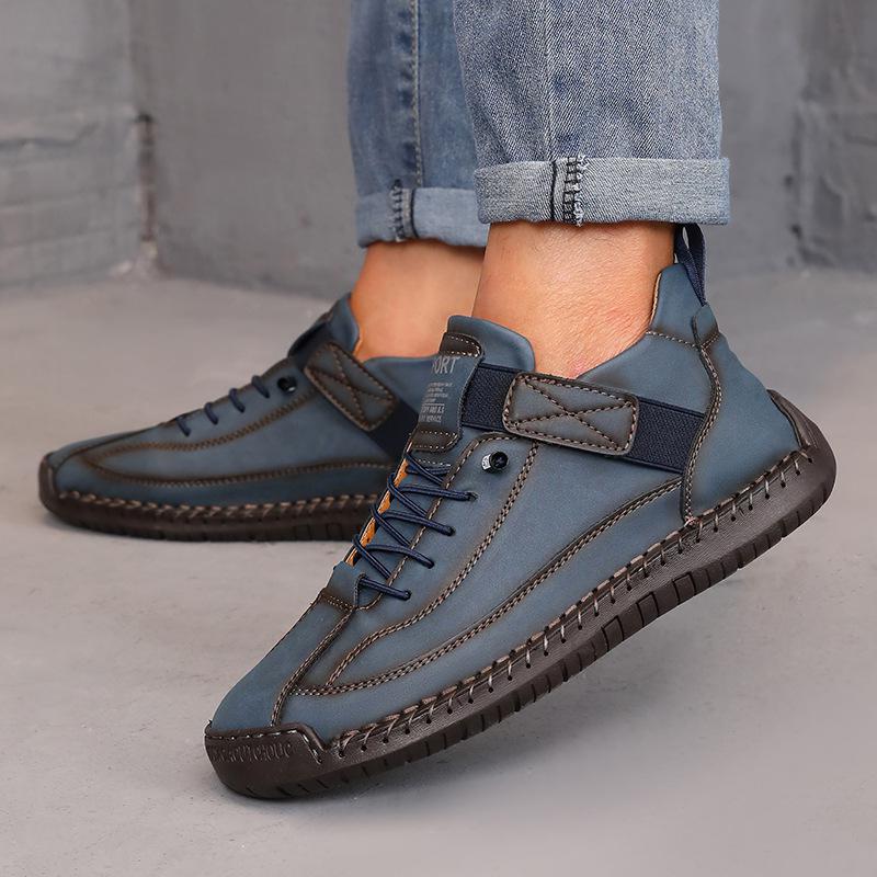 Fashion Women's Handmade Leather Casual Shoes Red Sneakers for Men Shoes Mid Top Women's Boots Anti Slip Spring Autumn Brown Men Loafers