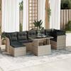 Vidaxl 8-Cz. Garden Furniture Set, Cushions, Light Grey Poly Rattan