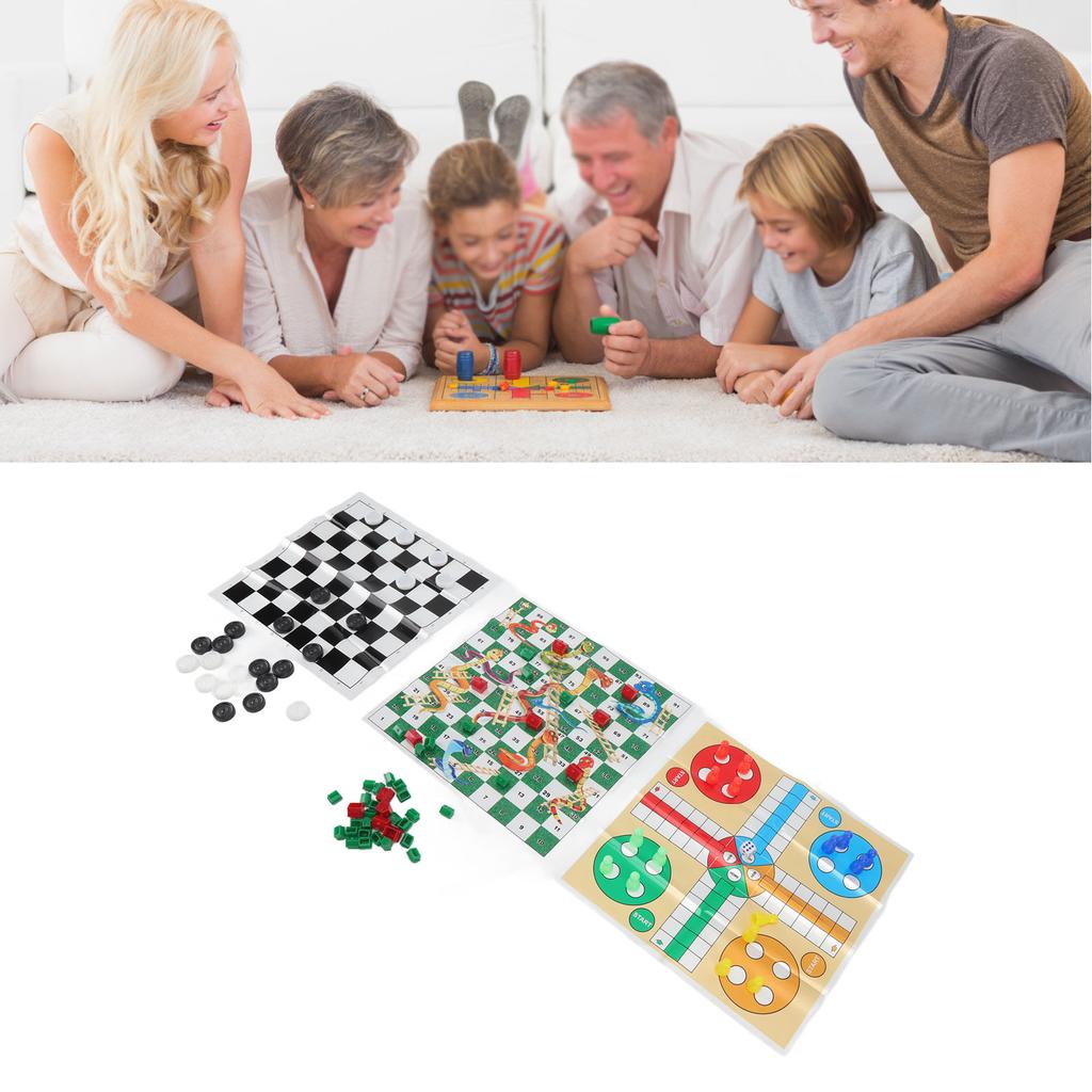 4 in 1 Board Games Set 4 in 1 Board Games Set Clear Pattern Foldable Portable International Checkers Flying Chess for Kids