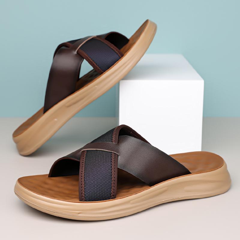 Fashion Street Style Ummer Men Slippers Simple Casual Slides Multi-Style Half Drag Non-Slip Flip Flops Quick Dry Casual Leather Sandals