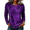 Women's Casual Round Neck Long Sleeve Top with Halloween Print for Festive Occasions