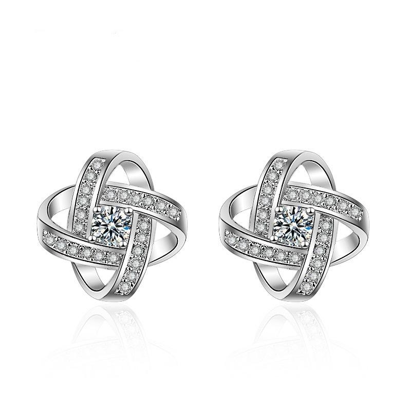 925 Sterling Silver Earrings For Women Round Zircon Earrings Sparkling Party Wedding Jewelry Gift Accessories