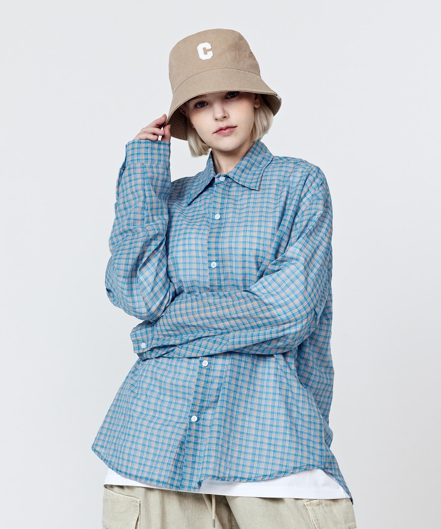 Cargo Bros For Woman Seersucker Oversized Check Shirt (Blue) Free