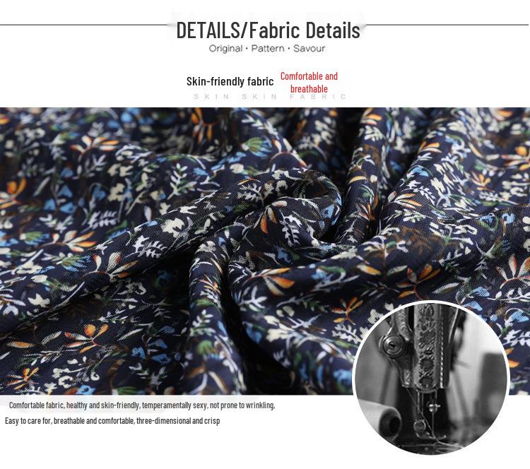 New Autumn Slim Floral Chiffon Dress for Women - Fashionable & Elegant Mid-Length Style