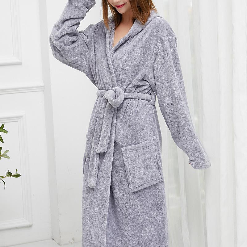 Women's Extra Plush Coral Fleece Bathrobe - Extra Large, Thick, Mid-Length, Long Sleeve Pajamas