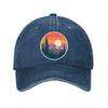 Retro Mountain Pines Sunset Emblem Washed Baseball Cap Outdoor For Womens Unisex FeUnisex Dad Hat