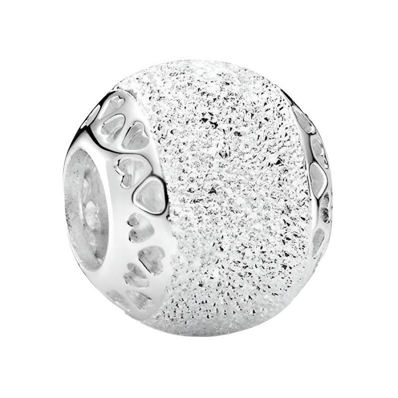 Pandora Glitter Textured Heart Charm Charm Necklace/Pendant Women s Silver 792097