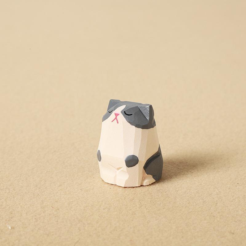 

Miniature Cute Wooden Cat Figurine Solid Wood Orange Cat Dog Animal Sculpture For Office Home Decor Gift Kids Event souvenirs