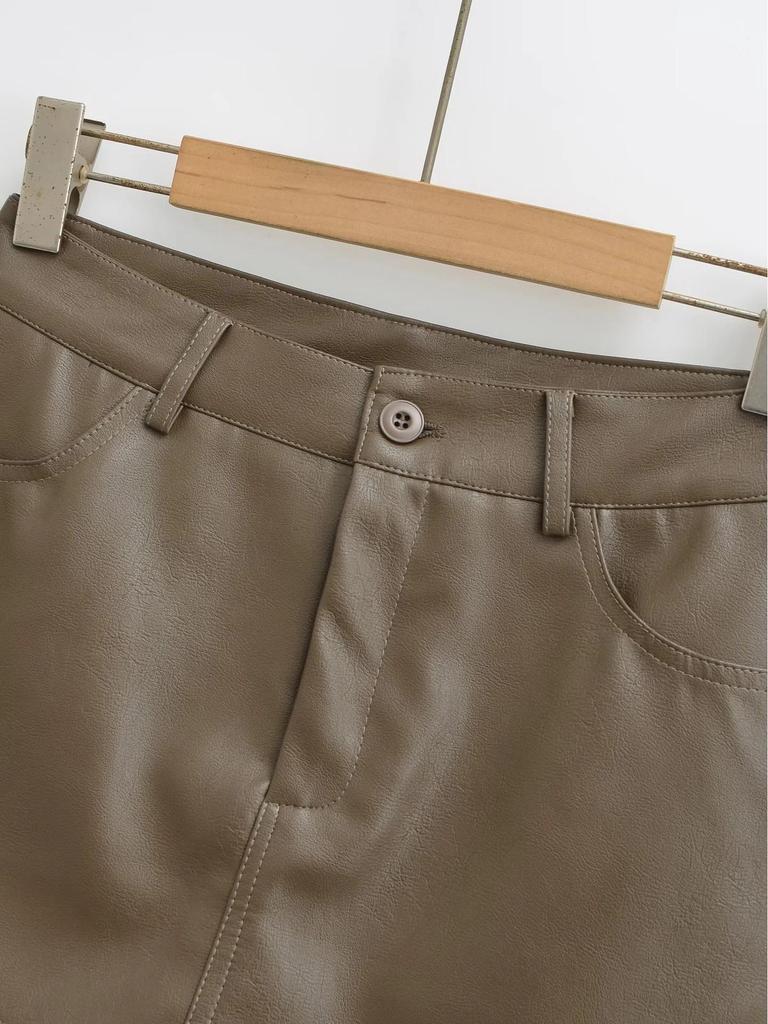2025 High-Waist Anti-Exposure PU A-Line Skirt with Underpants - Sexy Autumn/Winter Hip-Hugging Skirt