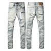 New Fashion Jeans Men streetwear Classic style Black Distressed Streetwear High Stretch Skinny Button Fly Ripped Trousers Brand