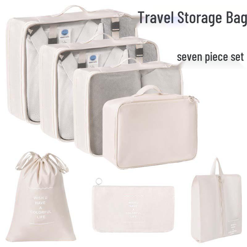 Travel Storage Bag Set - 7-Piece Multi-functional Compartment Bags for Clothes & Cosmetics