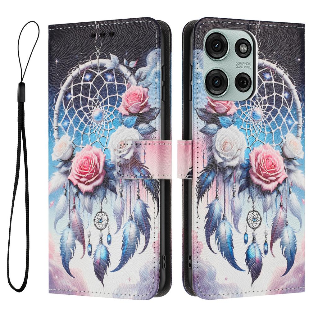 Dla Motorola Moto G86 Power 5G/Motorola Moto G86 5G Etui Portfelowe Wzór Nadruku Skórzane PU Pokrowiec na Telefon ze Sznurkiem