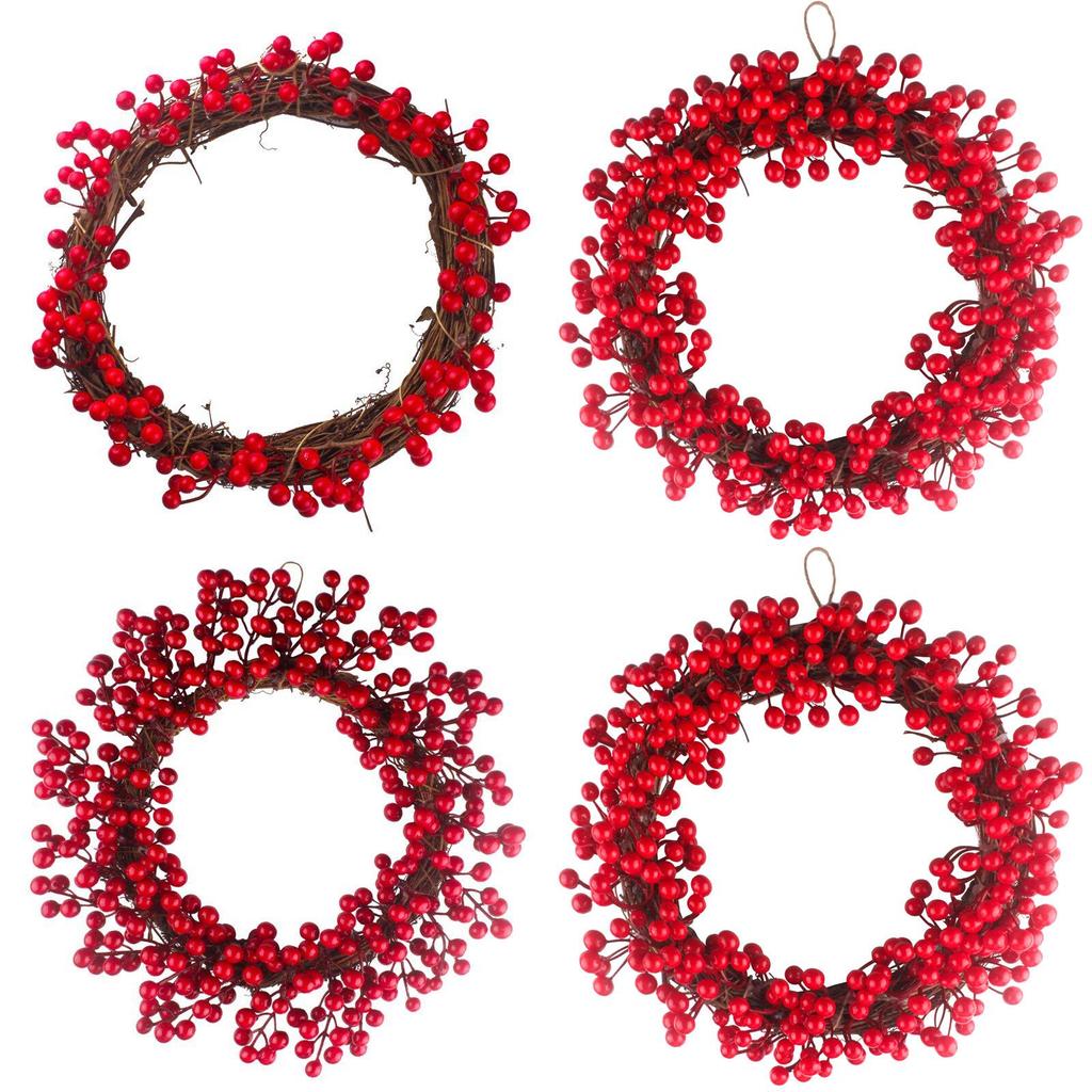 Prachtige Rode Bes Decoratieve Krans Voor Kerst Feestelijke Huisdecoratie 30cm 35cm 40cm