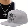 2pcs Embroidered Ninja Hip-hop Duck Tongue Cap Cross Pendant Necklace Set Sports Baseball Cap Fashion Leisure Men Women Couple Sun Protection Cap