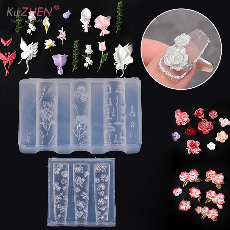 1 Stück Blume Form Silikon Nagel Silikonform Nagel Stempel Dekorationen Nägel DIYDesign Stereoskopisch Nagelstudio Maniküre Kunst Werkzeug