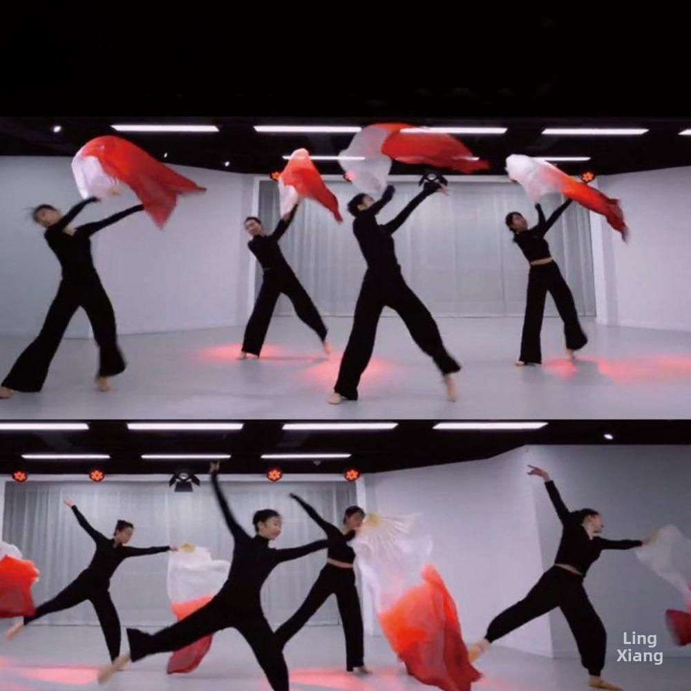 Gradient Farve Mavedans Vifte Flerfarvet Firkantet Dans Lang Imitationsvifte Danse Tilbehør