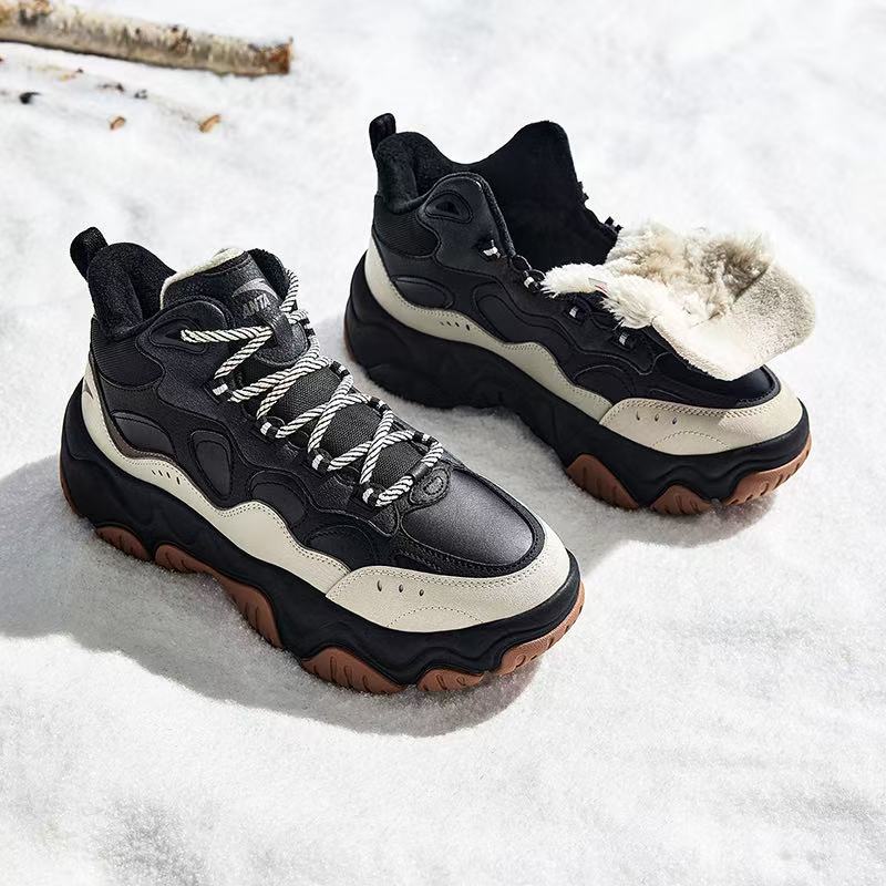 Anta Flowing Glow Fleece Comfortable Trendy Versatile Wear Resistant Warm Low Top Dad Shoes Men sneaker Black 112548953-2