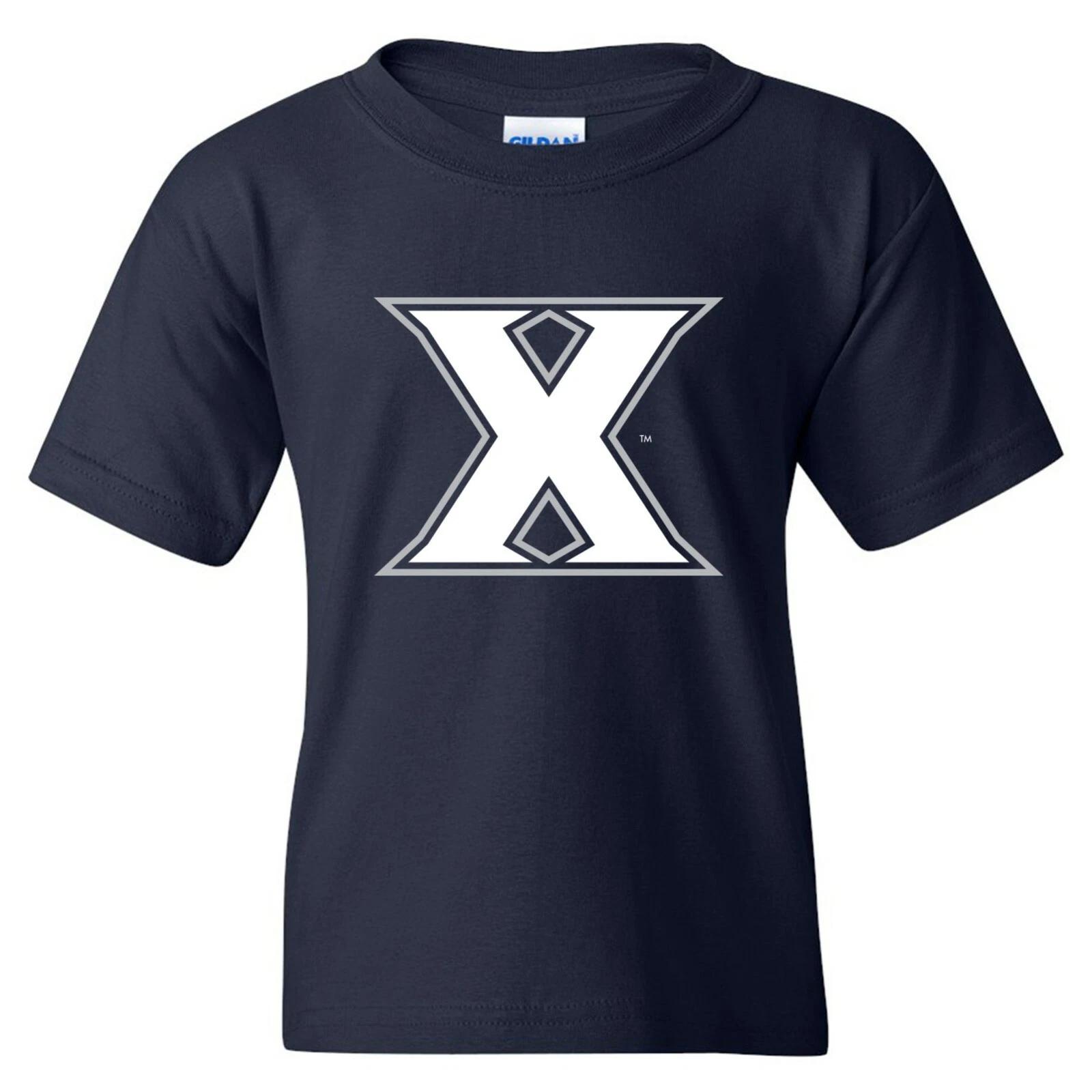 Xavier University Musketeers Primary Logo - College Team Youth T-Shirt - Navy 4XL